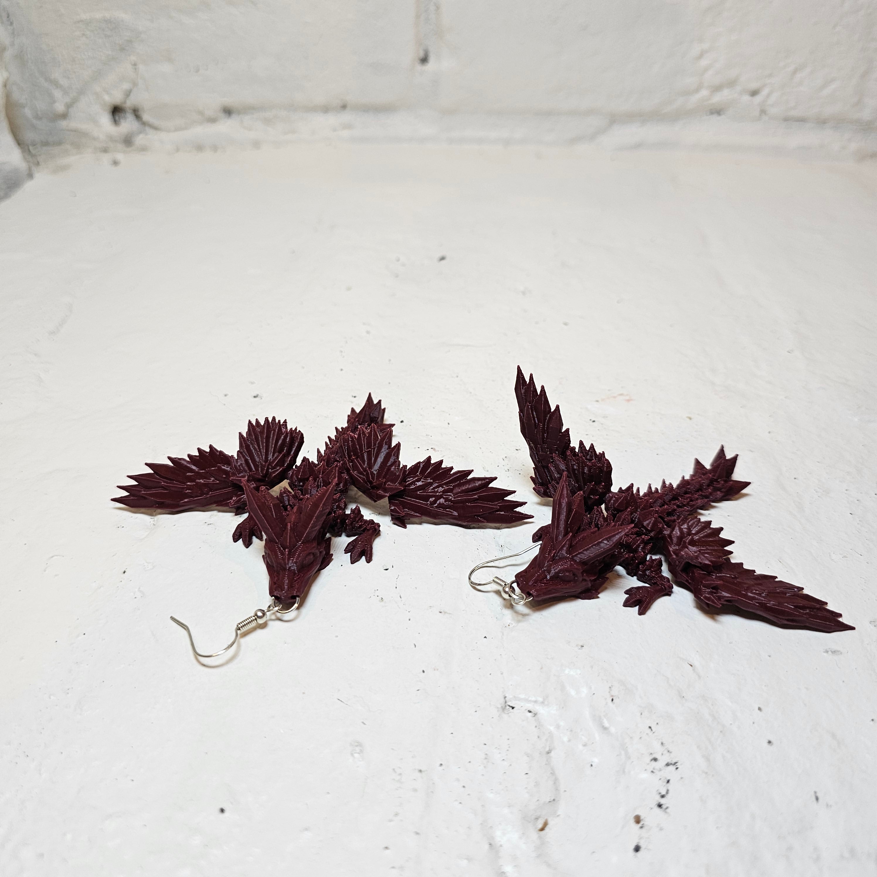 Maroon Dragon Earrings