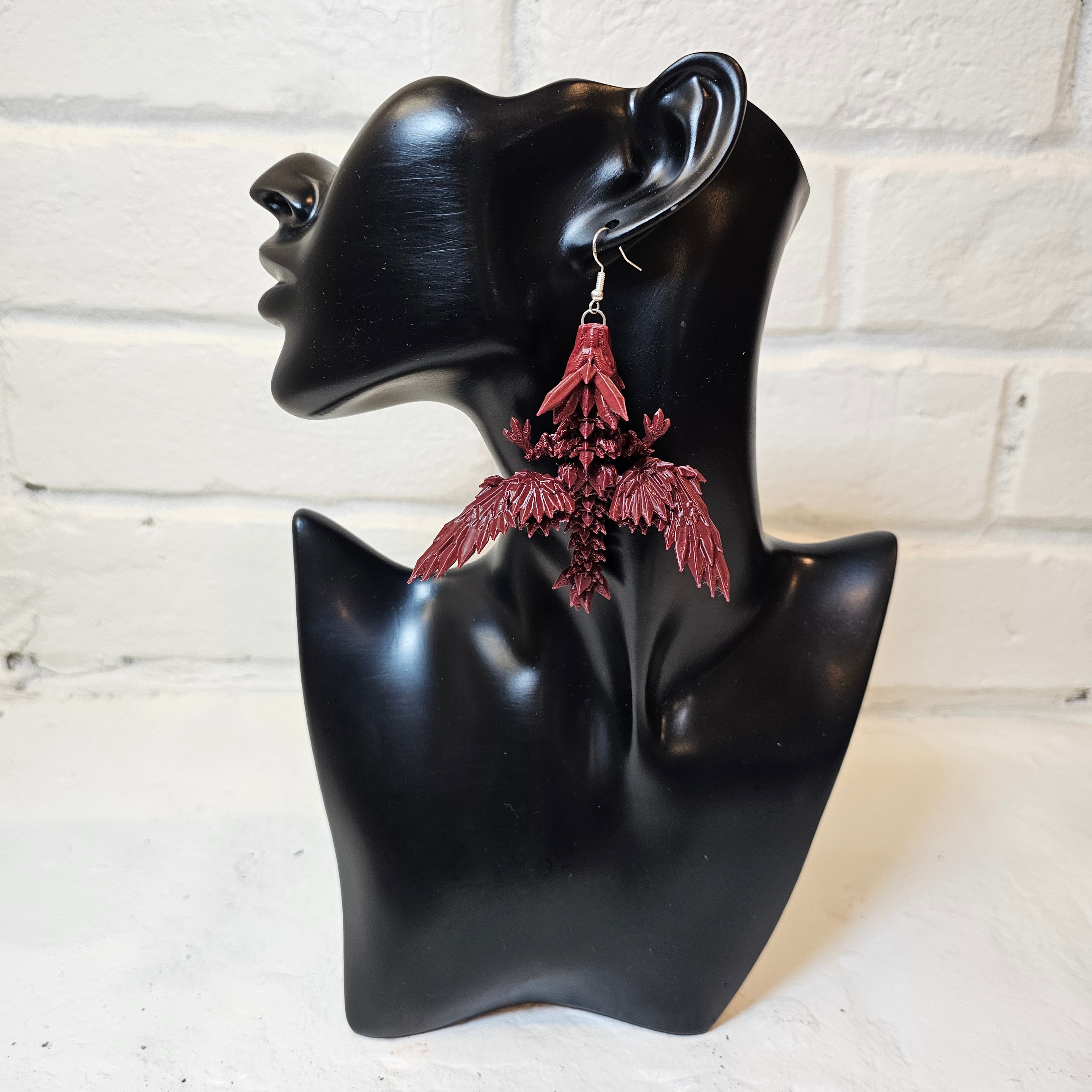 Maroon Dragon Earrings