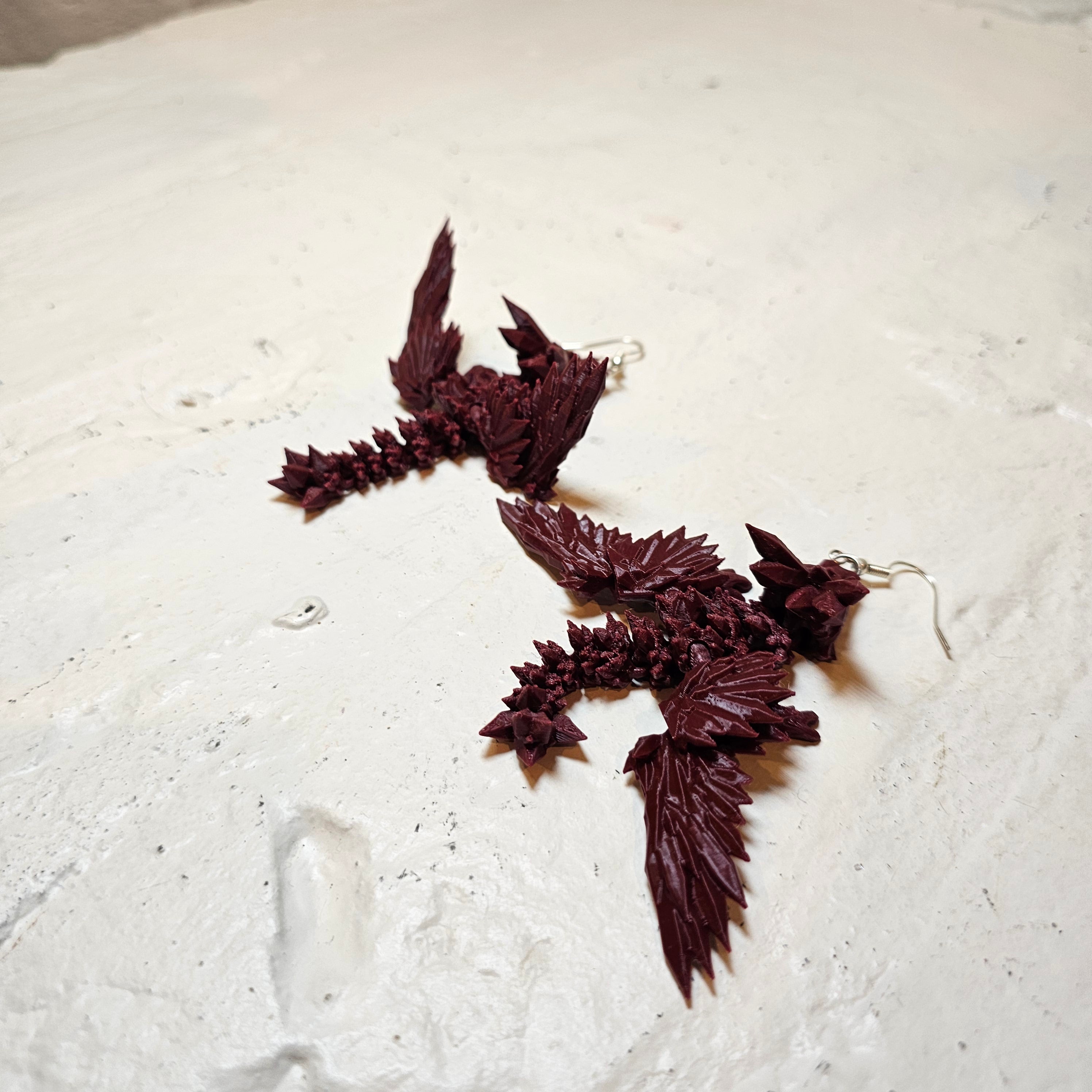 Maroon Dragon Earrings