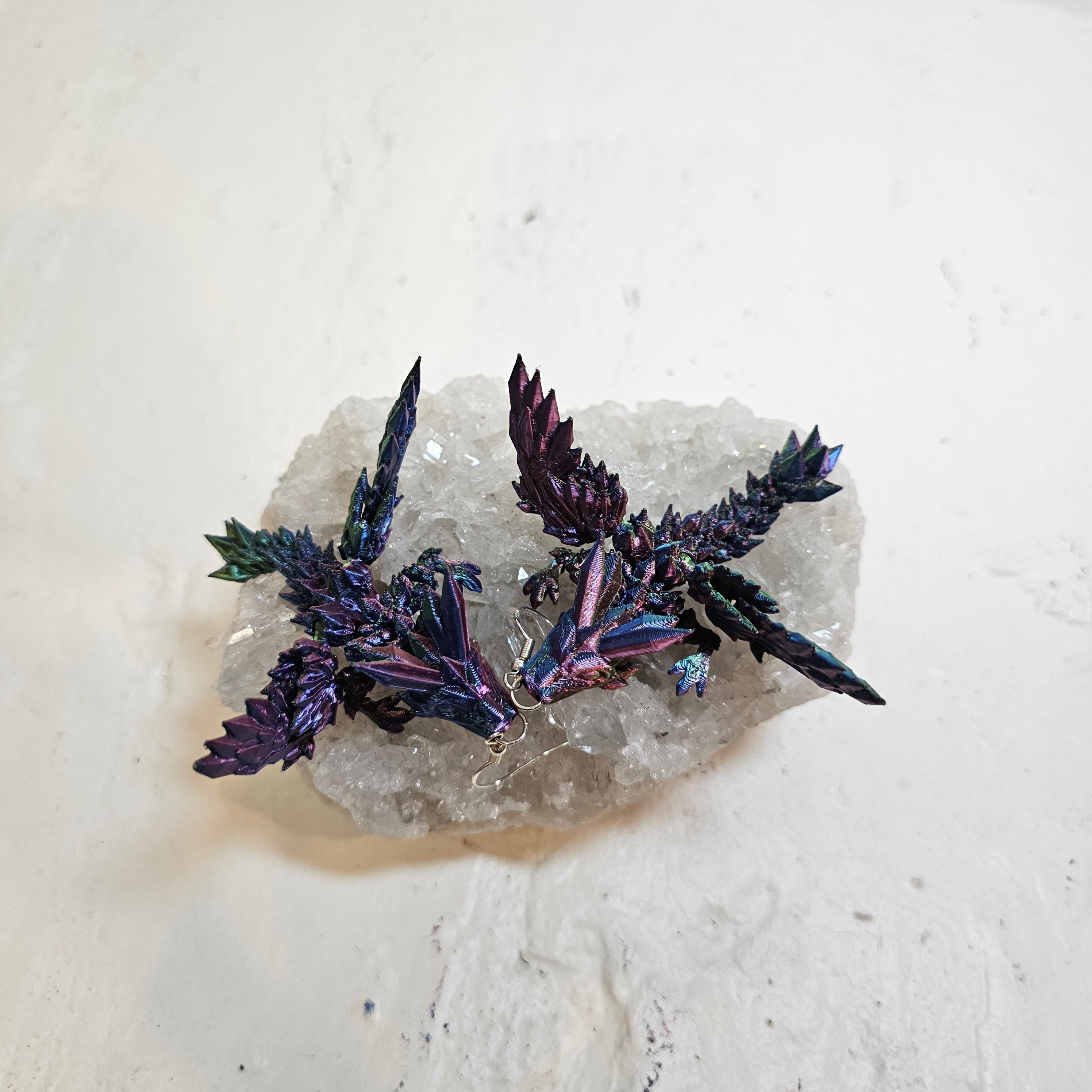 🥵 Tri-Color Shift Crystalline Dragon Earings *needs mesurements*