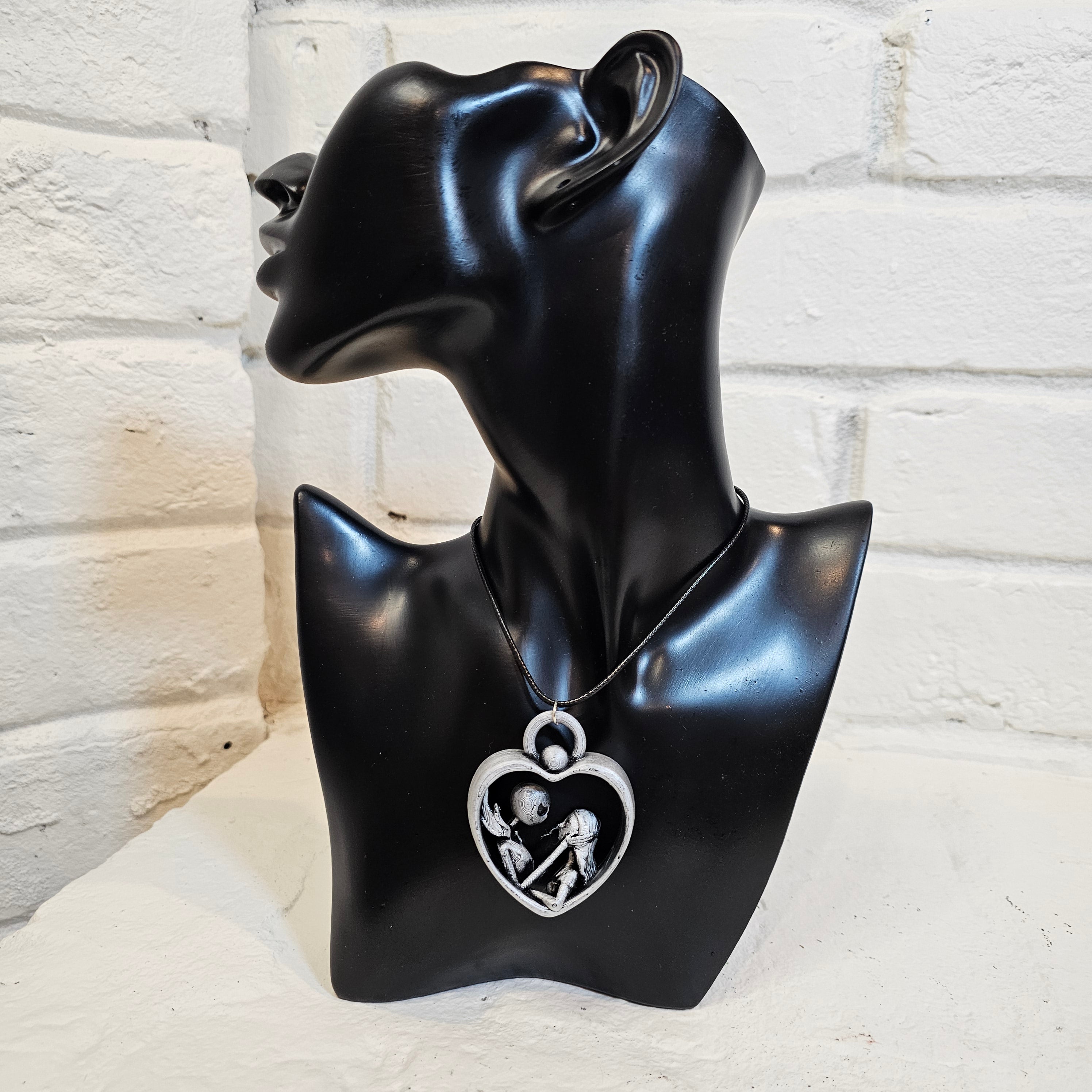 Jack & Sally Nightmare Before Christmas Heart Necklace