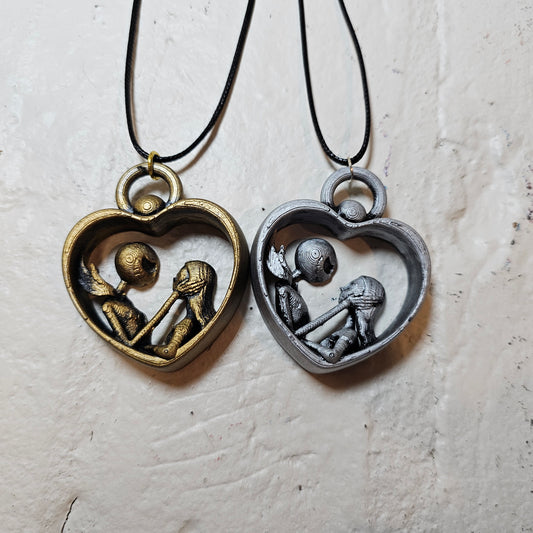 Jack & Sally Nightmare Before Christmas Heart Necklace